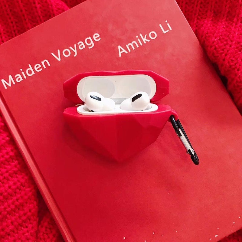 LEWOTE Silicone Case Compatible with Apple Airpods Pro & Pro 2 Funny Cute Cover [Fruit Dessert Series](Diamond Heart) - Image 2